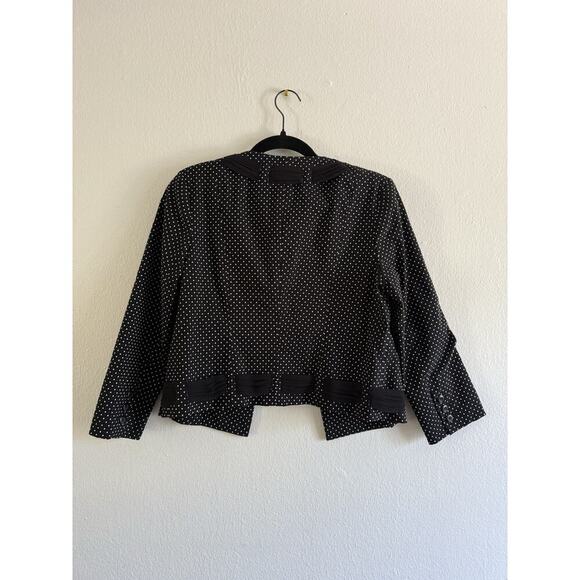 Cabi Seaside Chic Black White Polka Ribbon Dot Classic Blazer Size 6 academia - Picture 2 of 6